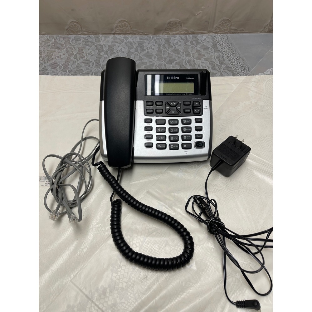 Uniden CXAI5698 5.8GHz Corded Phone Digital Answering System Silver Black